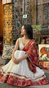 White Floral Lehenga Set – Luxury Indian Fashion Grafly Studio
